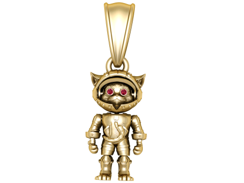 Astro Cat Pendant with Ruby Eyes 3D Модель