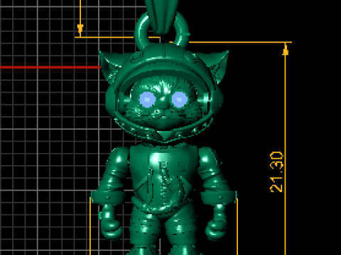 Astro Cat Pendant with Ruby Eyes 3D Model