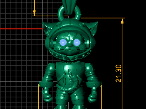 Astro Cat Pendant with Ruby Eyes 3D Model