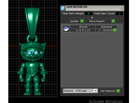 Astro Cat Pendant with Ruby Eyes 3D Model