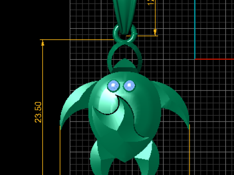Golden Turtle Pendant with Ruby Eyes 3D Model