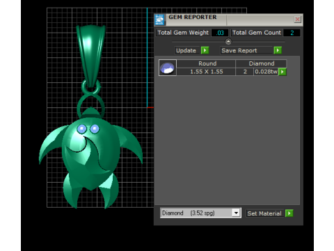 Golden Turtle Pendant with Ruby Eyes 3D Model