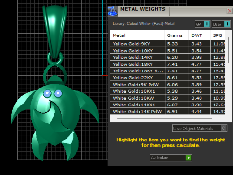 Golden Turtle Pendant with Ruby Eyes 3D Model