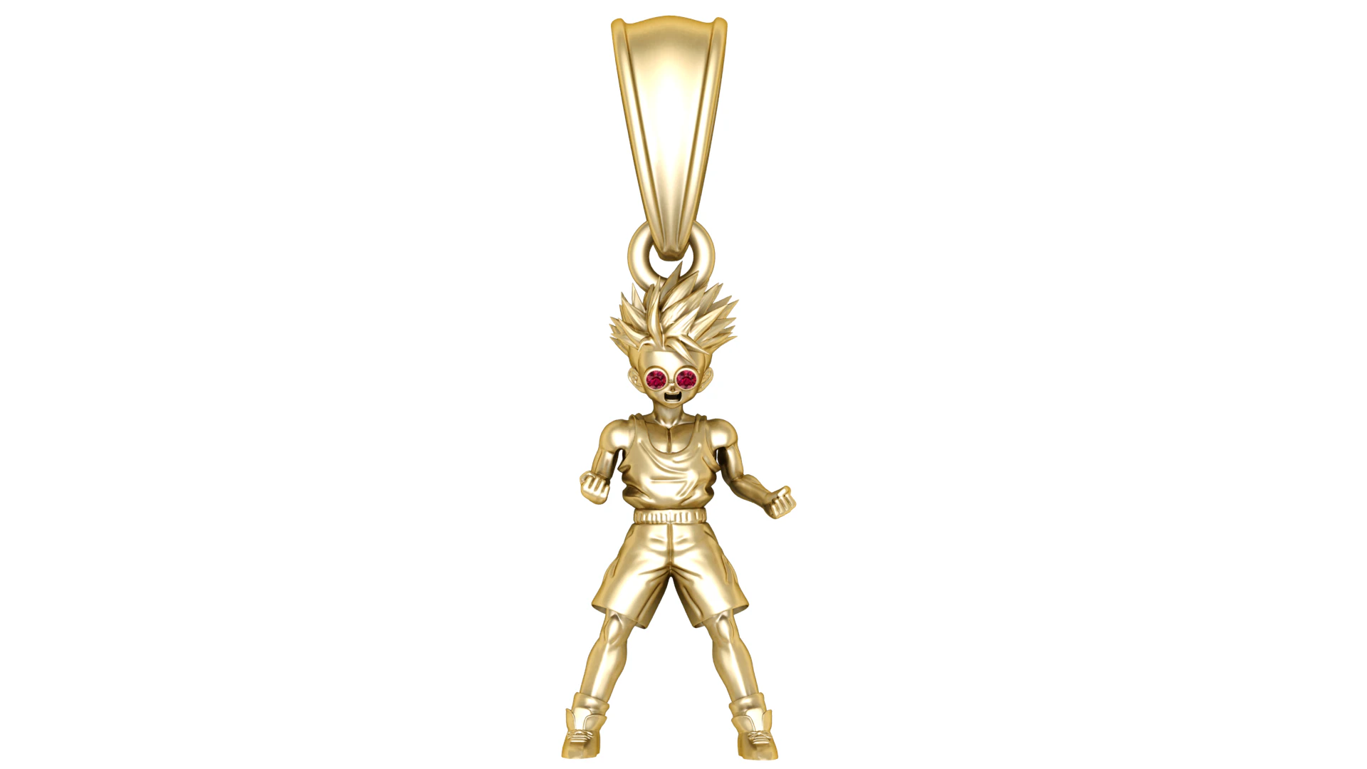 Anime Warrior Pendant with Ruby Eyes 3D Model .c4d .max .obj .3ds .fbx .stl .blend 