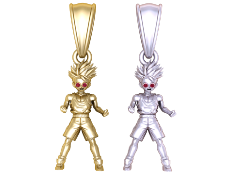 Anime Warrior Pendant with Ruby Eyes 3D 模型