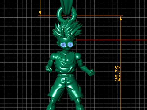 Anime Warrior Pendant with Ruby Eyes 3D Model