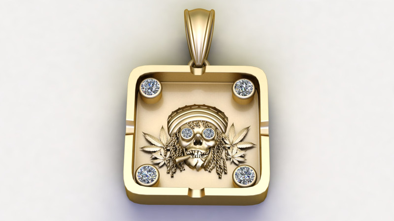 Rasta Skull Pendant with Diamond Accents 3Dモデル .c4d .max .obj .3ds .fbx .stl .blend 