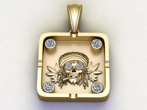 Ciondolo teschio Rasta con accenti di diamanti Modello 3D