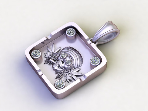 Rasta Skull Pendant with Diamond Accents 3Dモデル