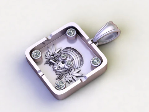 Ciondolo teschio Rasta con accenti di diamanti Modello 3D