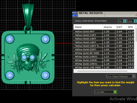 Rasta Skull Pendant with Diamond Accents 3Dモデル