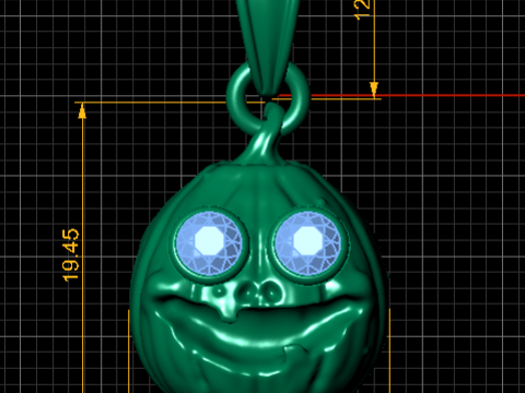 Golden Pumpkin Pendant with Ruby Eyes 3D Modell