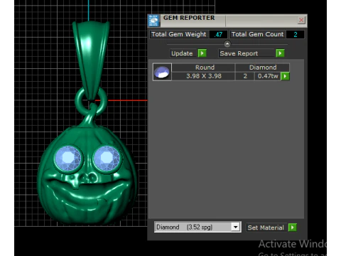 Golden Pumpkin Pendant with Ruby Eyes 3D Model