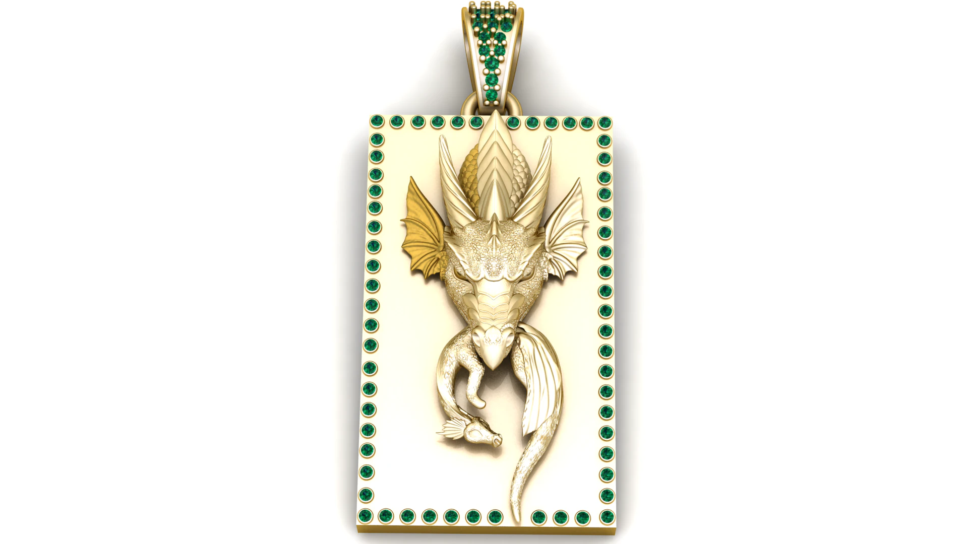 Emerald Dragon King Pendant 3D Print Model .c4d .max .obj .3ds .fbx .stl .blend 