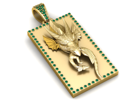 Emerald Dragon King Pendant 3D Baskı Modeli