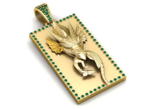 Emerald Dragon King Pendant 3D Print Model