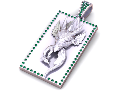 Emerald Dragon King Pendant 3D Baskı Modeli