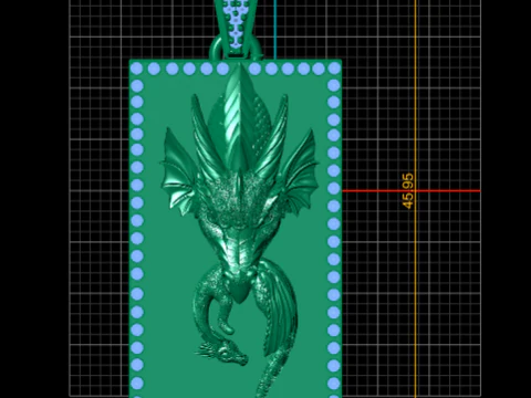 Emerald Dragon King Pendant 3D Print Model