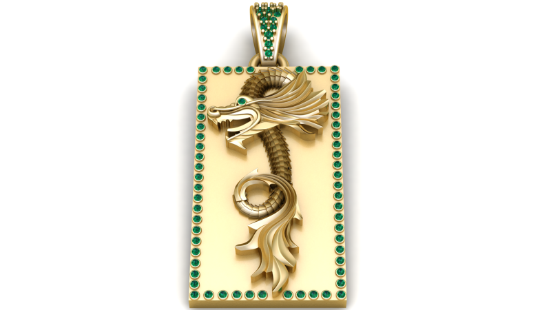 翡翠炎龙吊坠 3D 打印模型 .c4d .max .obj .3ds .fbx .stl .blend