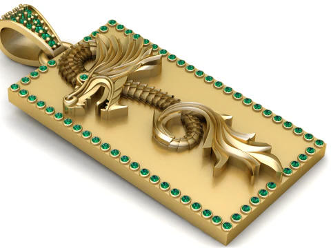 Emerald Flame Dragon Pendant 3D Print Model