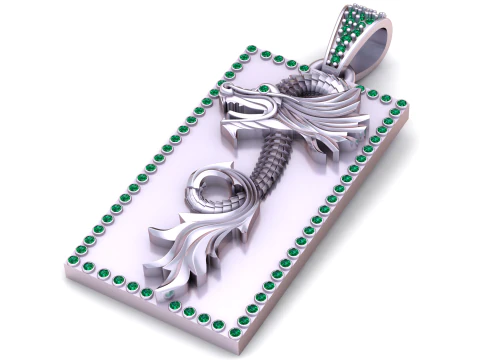 Emerald Flame Dragon Pendant 3D Print Model