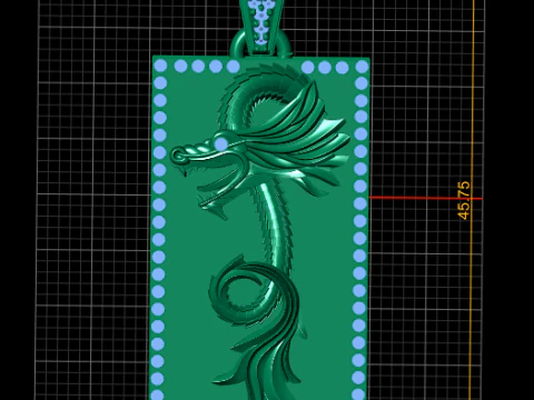 Emerald Flame Dragon Pendant 3D Print Model