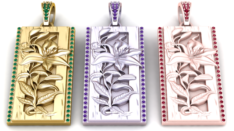 Blooming Lily Pendant 3D Принт Модель .c4d .max .obj .3ds .fbx .stl .blend 