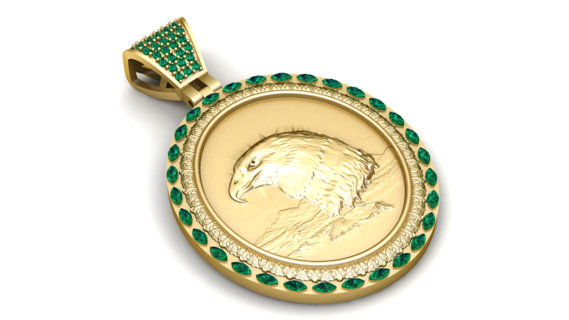 Majestic Eagle Medallion Pendant 3D 打印模型 .c4d .max .obj .3ds .fbx .stl .blend