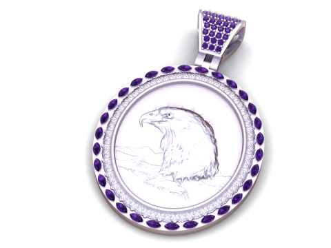 Majestic Eagle Medallion Pendant 3D 打印模型