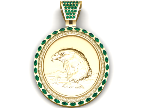 Majestic Eagle Medallion Pendant 3D 打印模型
