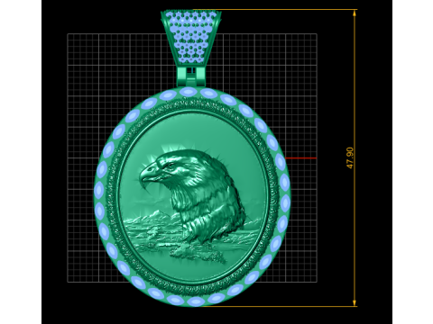 Majestic Eagle Medallion Pendant 3D 打印模型