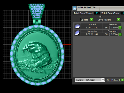 Majestic Eagle Medallion Pendant 3D 打印模型
