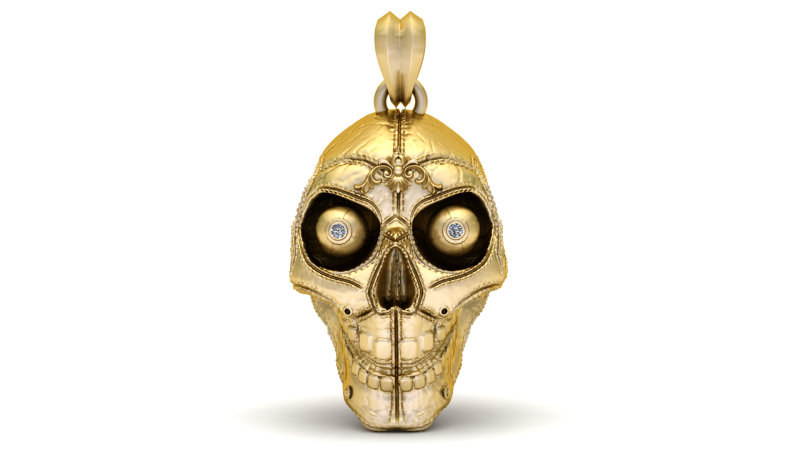 Golden Skull Relic Pendant 3D Druckmodell .c4d .max .obj .3ds .fbx .stl .blend 