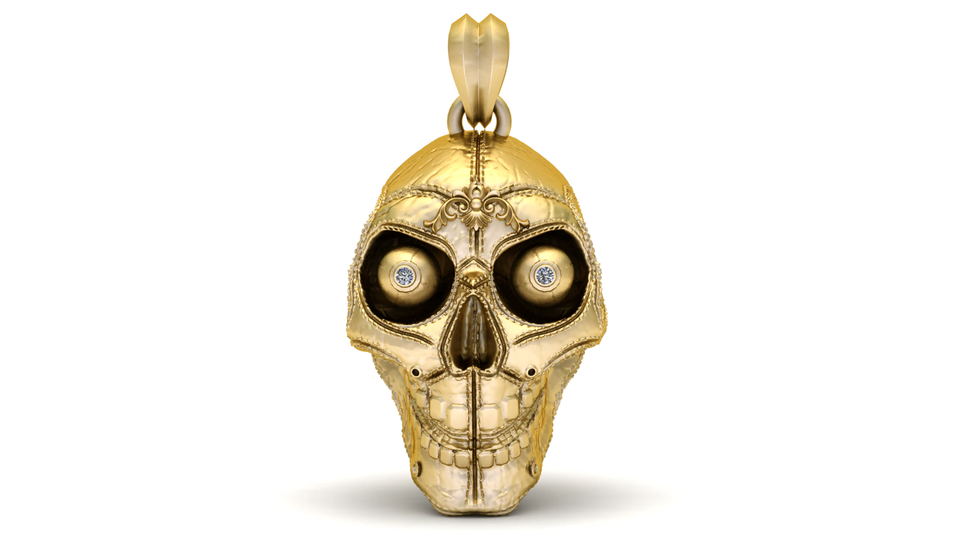 Golden Skull Relic Pendant 3D Print Model .c4d .max .obj .3ds .fbx .stl .blend 