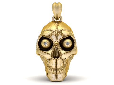 Golden Skull Relic Pendant 3D Print Model