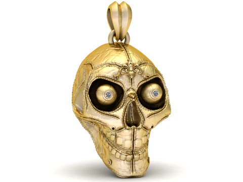 Golden Skull Relic Pendant 3D Print Model