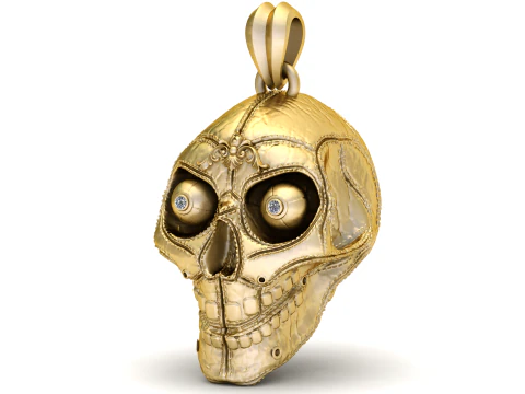 Golden Skull Relic Pendant 3D Print Model