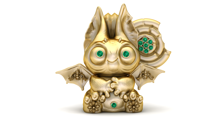 Emerald Baby Dragon Figurine 3D Print Model .c4d .max .obj .3ds .fbx .stl .blend 