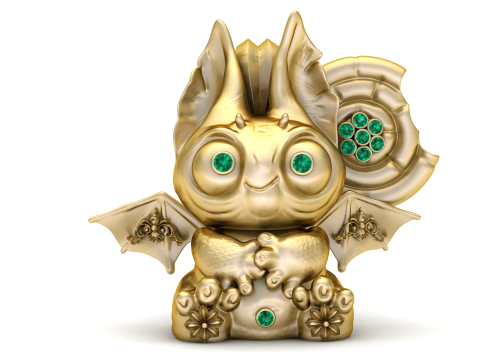 Emerald Baby Dragon Figurine 3D Print Model