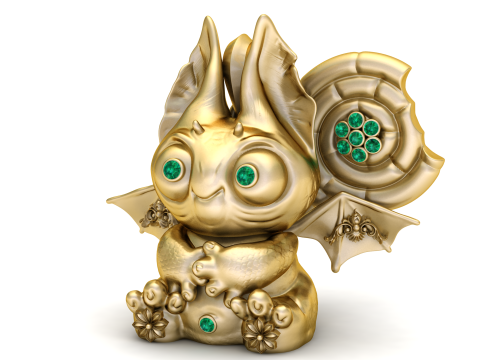 Emerald Baby Dragon Figurine 3D Print Model
