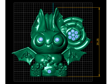 Emerald Baby Dragon Figurine 3D Print Model