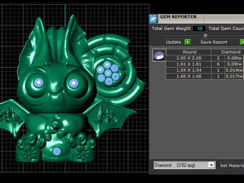 Emerald Baby Dragon Figurine 3D Print Model