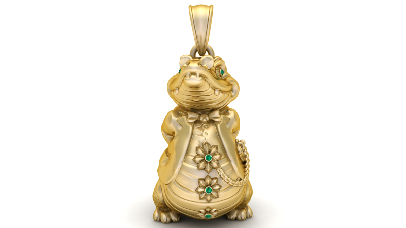 Golden Crocodile Charm PENDANT 3D Baskı Modeli .c4d .max .obj .3ds .fbx .stl .blend 
