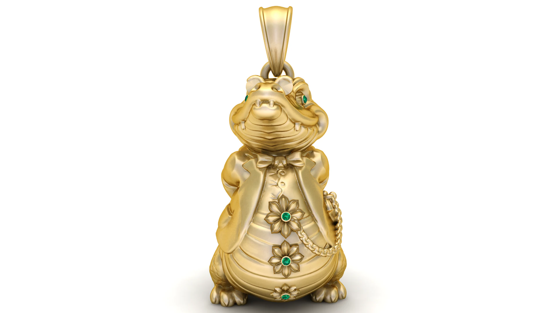 Golden Crocodile Charm PENDANT 3D Print Model .c4d .max .obj .3ds .fbx .stl .blend 