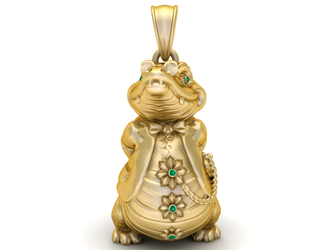 Golden Crocodile Charm PENDANT 3D Print Model