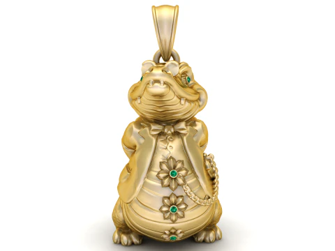 Altın Timsah Charm KOLYE 3D Baskı Modeli