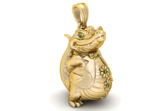 Golden Crocodile Charm PENDANT 3D Baskı Modeli