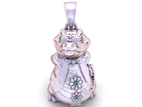 Golden Crocodile Charm PENDANT 3D Baskı Modeli