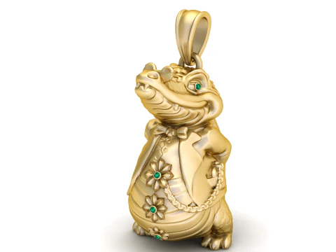 Golden Crocodile Charm PENDANT 3D Print Model
