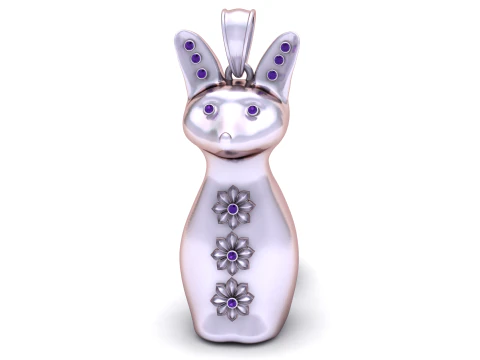 Amethyst Bunny Charm 3D Print Model